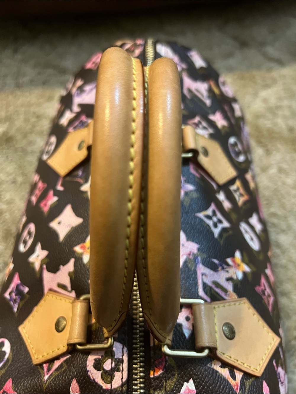 Louis Vuitton Brown Watercolor Aquarelle Speedy 35 Canvas - Picture 8 of 10